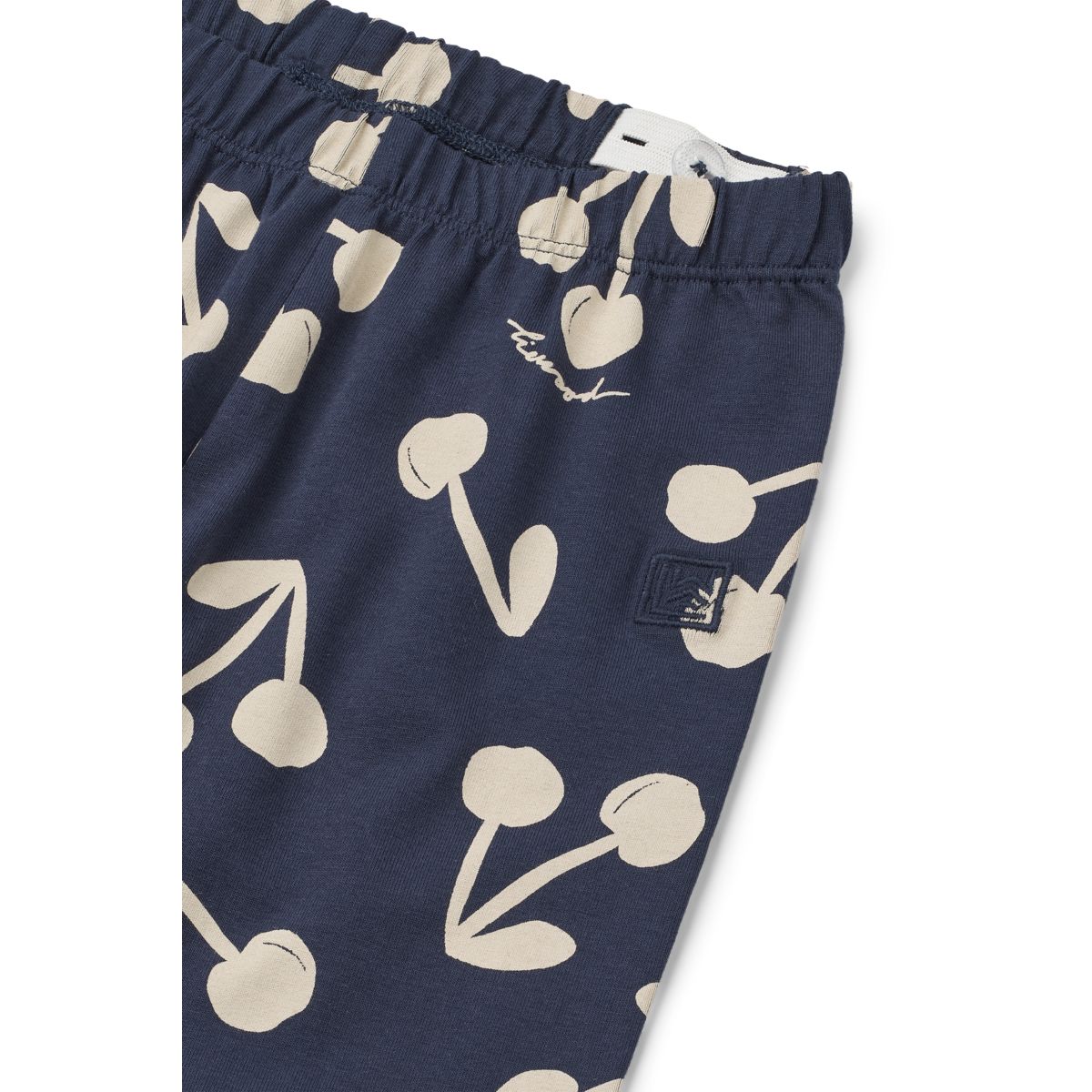 Navy Cherry Blossom Print Organic Cotton Jersey Leggings with Elasticated Waist for Kids All-Year Everyday Wear