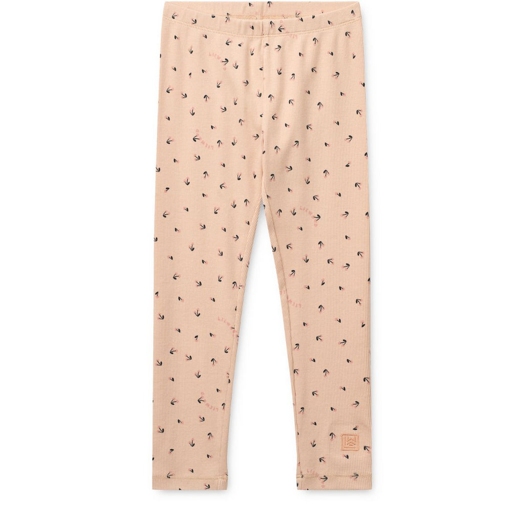 Rosey Mini Cherry Heart Print Organic Cotton Rib Leggings with Elasticated Waist for Kids Nursery & School