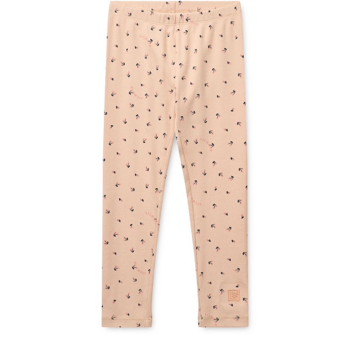 Rosey Mini Cherry Heart Print Organic Cotton Rib Leggings with Elasticated Waist for Kids Nursery & School