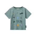 Dusty Peppermint Play Print Organic Cotton T-Shirt with Raglan Sleeves & Embroidery for Kids School & Play