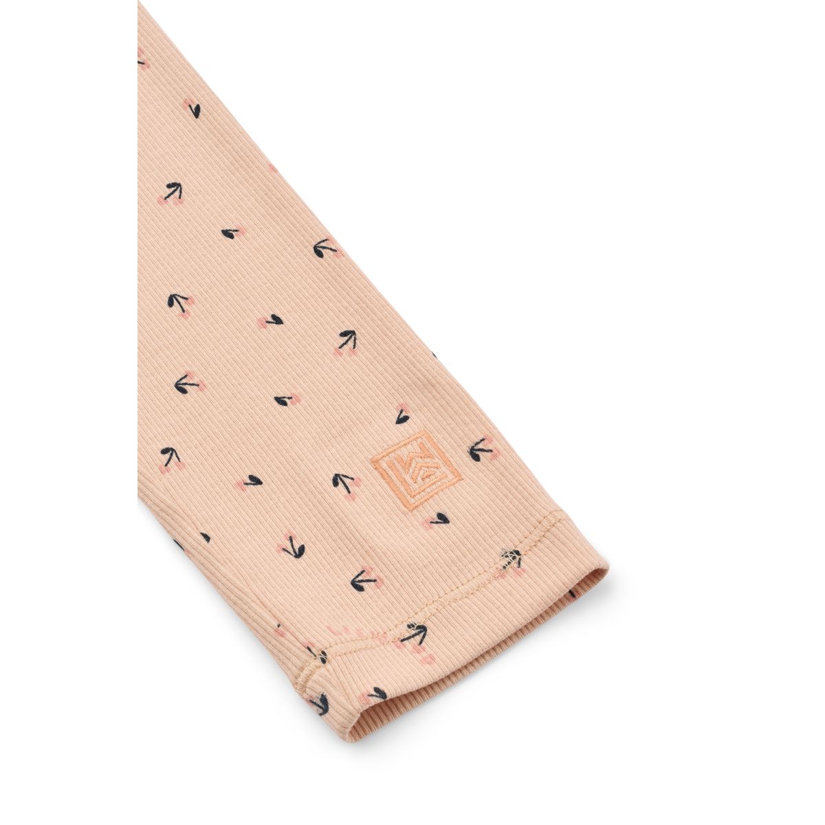 Rosey Mini Cherry Heart Print Organic Cotton Rib Leggings with Elasticated Waist for Kids Nursery & School