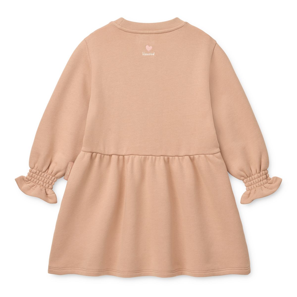 Pale Tuscany Mood Print Organic Cotton Sweatshirt Dress with Elasticated Frill Cuffs for Girls School & Everyday Wear