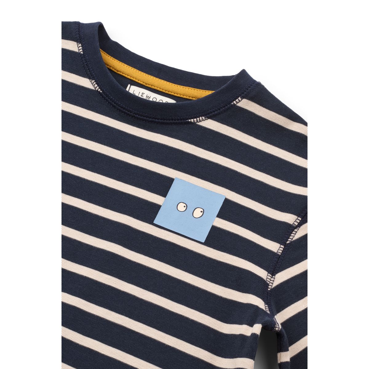 Navy & Sandy Breton Stripe Organic Cotton T-Shirt with Boxy Fit & Dropped Shoulders for Kids Layering & Everyday Wear