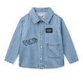 Casual Play Print Cotton Denim Shirt with Embroidery & Press Buttons for Kids Layering & Everyday Wear