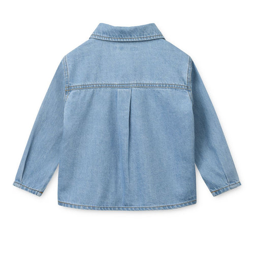 Casual Play Print Cotton Denim Shirt with Embroidery & Press Buttons for Kids Layering & Everyday Wear