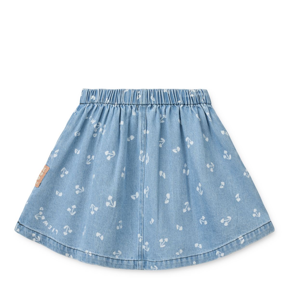 Heart Print Cotton Denim A-Line Skirt with Elasticated Waist & Side Pockets for Girls Everyday & Transseasonal Wear