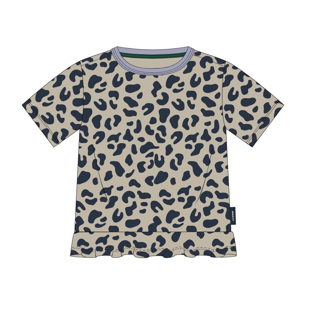 Mist Leo Print Organic Cotton Peplum T-Shirt with Flared Hem for Girls Everyday & Casual Wear