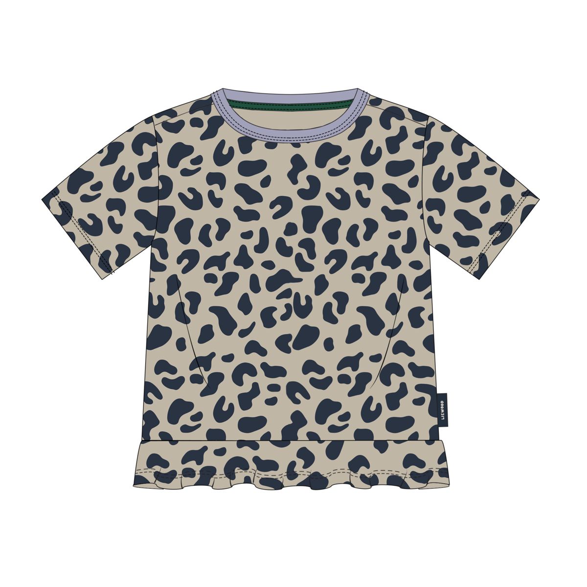 Mist Leo Print Organic Cotton Peplum T-Shirt with Flared Hem for Girls Everyday & Casual Wear