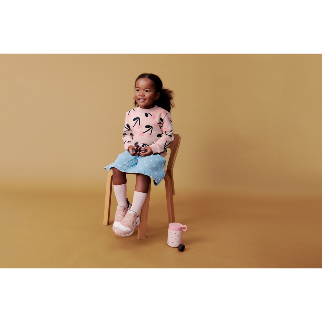 Heart Print Cotton Denim A-Line Skirt with Elasticated Waist & Side Pockets for Girls Everyday & Transseasonal Wear