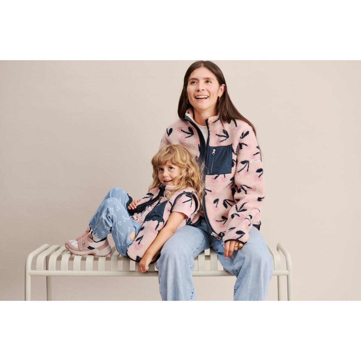 Relaxed Cherry Heart Print Cotton Denim Pants with Pleated Front & Adjustable Elastic Waist for Kids School & Play