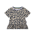 Mist Leo Print Organic Cotton Peplum T-Shirt with Flared Hem for Girls Everyday & Casual Wear