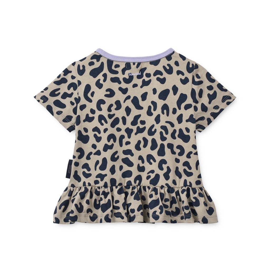 Mist Leo Print Organic Cotton Peplum T-Shirt with Flared Hem for Girls Everyday & Casual Wear