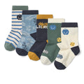 Fun Graphic Cotton-Blend Socks 5-Pack with Breathable Elasticated Fit for Active Kids