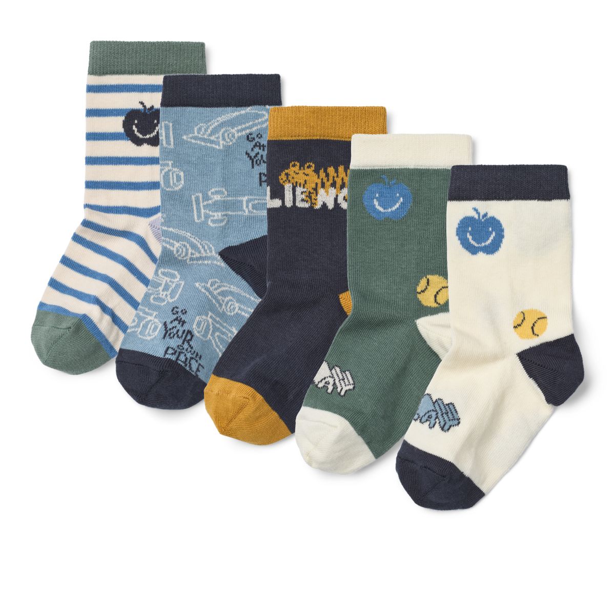Fun Graphic Cotton-Blend Socks 5-Pack with Breathable Elasticated Fit for Active Kids