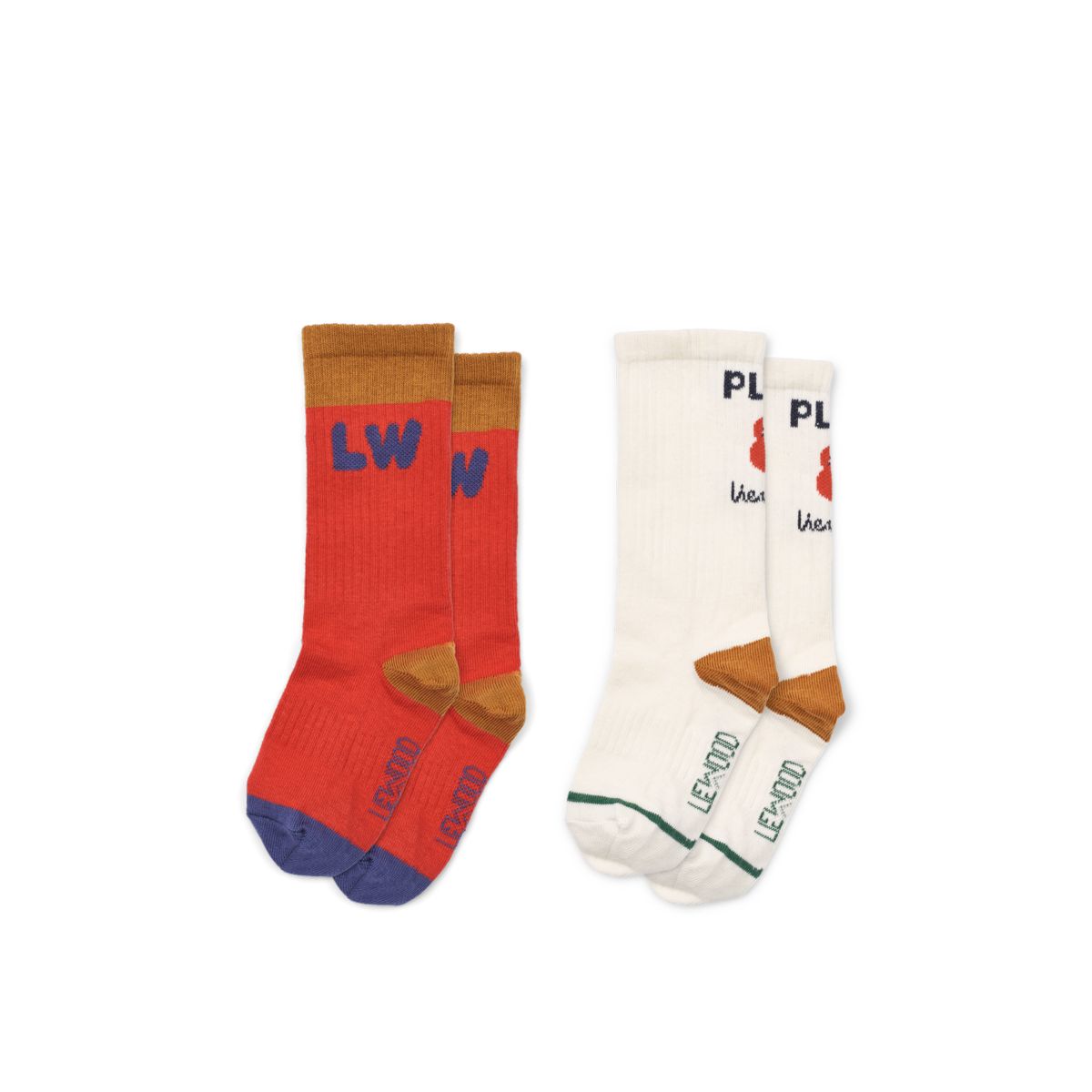 Apple Red & Cream Organic Cotton Sporty Socks 2-Pack with Ribbed Stretch Fit for Kids Festive & Holiday Wear