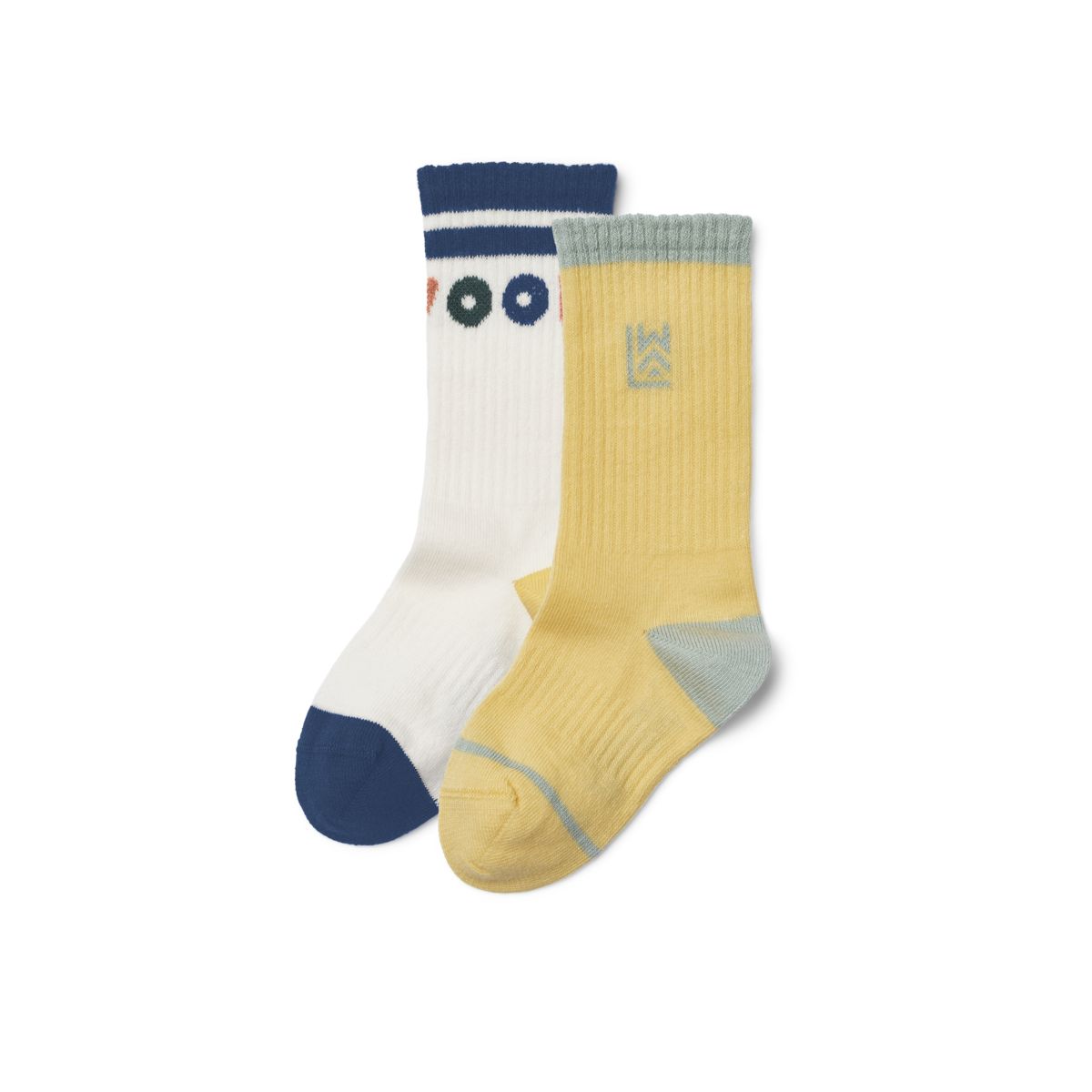 Lemonade & Cream Organic Cotton Sporty Socks 2-Pack with Ribbed Stretch Fit for Kids Everyday & Casual Wear