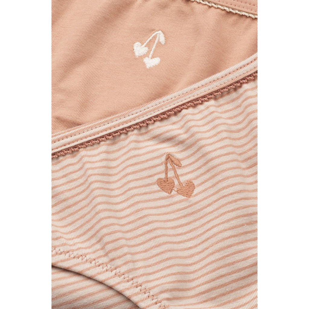 Stripe & Tuscany Organic Cotton Stretch Briefs 2-Pack with Lace Waistband for Girls Everyday Wear