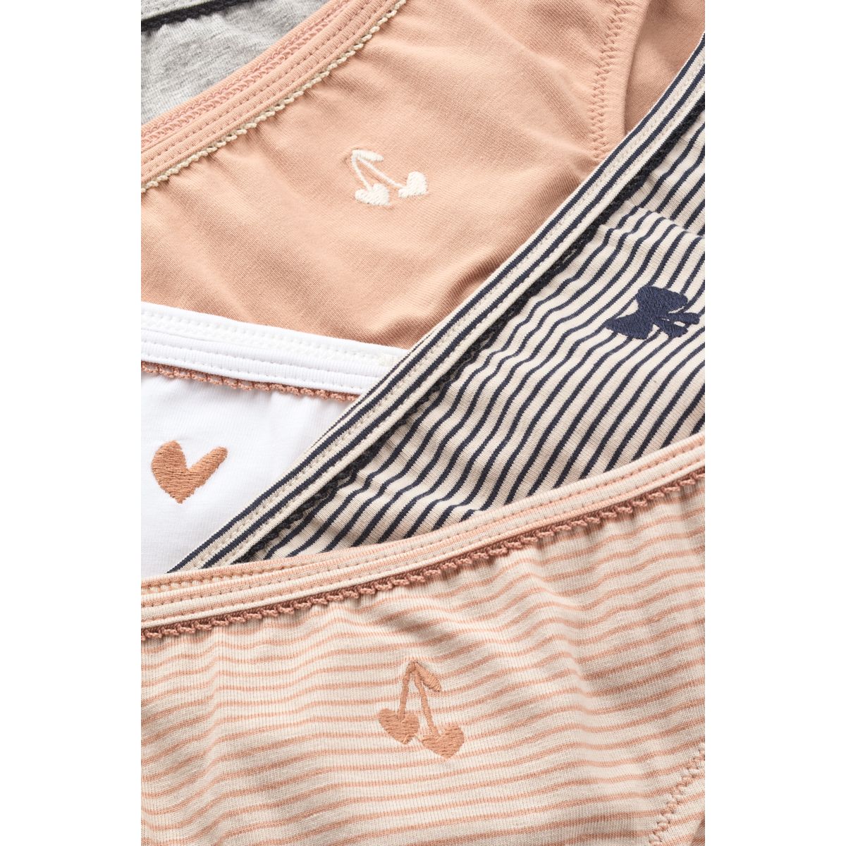 Pale Tuscany Mix Organic Cotton Stretch Briefs 5-Pack with Lace Waistband for Girls Everyday Wear