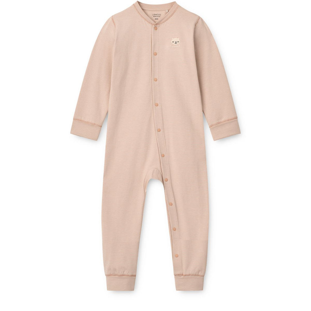 Sandy & Tuscany Stripe Organic Cotton Stretch Pyjama Jumpsuit with Grow Cuffs & Snap Buttons for Baby Sleep & Morning Cuddles