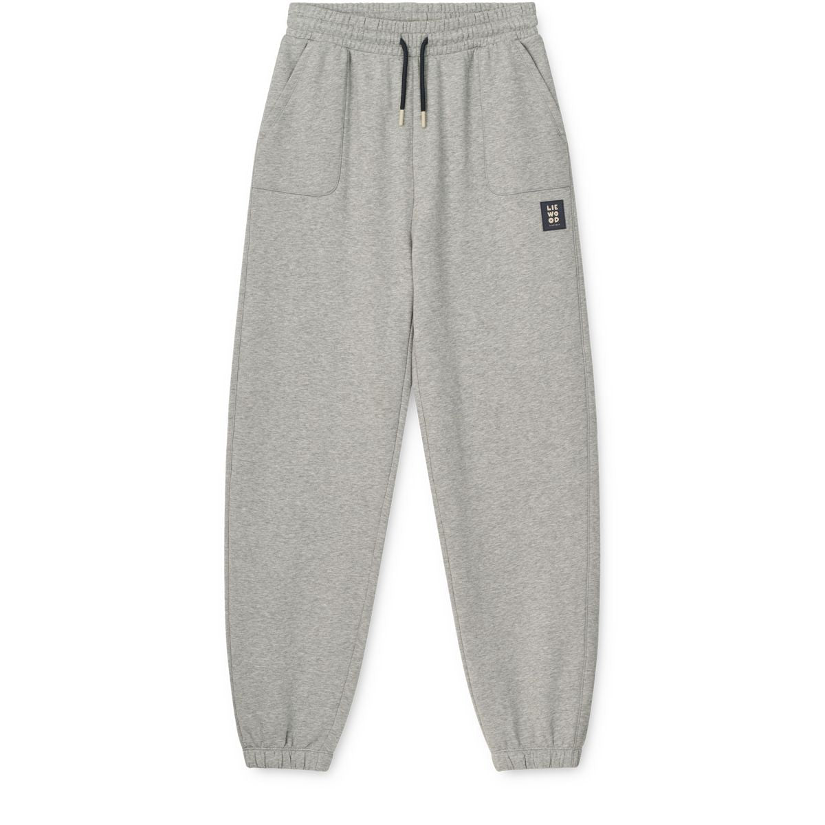 Grey Melange Organic Cotton French Terry Adult Sweatpants with Adjustable Drawstring Waist for Family Matching & Weekend Wear