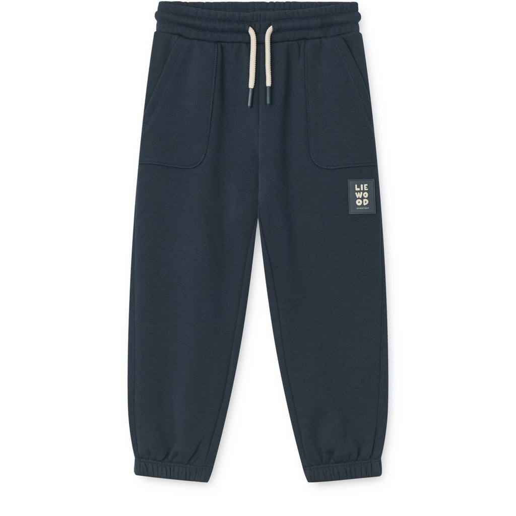 Classic Navy Organic Cotton French Terry Sweatpants with Adjustable Drawstring Waist for Kids Everyday Wear
