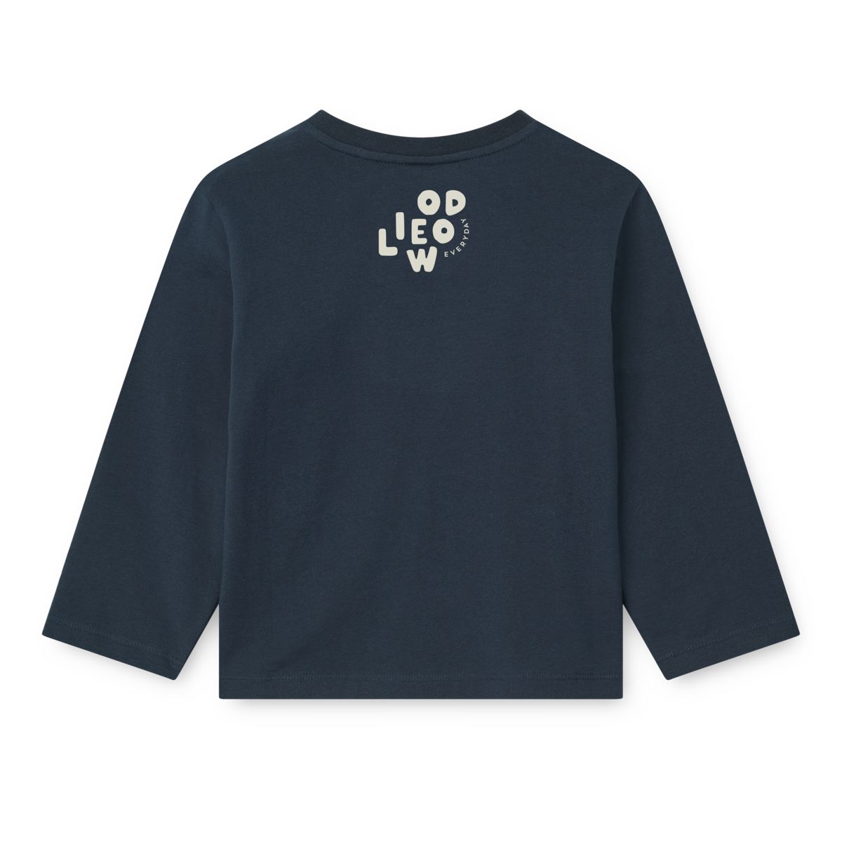 Classic Navy Organic Cotton Long-Sleeve T-Shirt with Relaxed Loose Fit & Ribbed Crew Neck for Kids Layering & Everyday Wear
