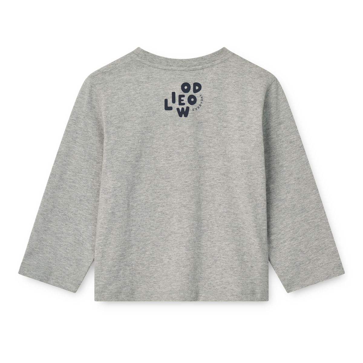 Grey Melange Organic Cotton Long-Sleeve T-Shirt with Relaxed Loose Fit & Ribbed Crew Neck for Kids Layering & Everyday Wear