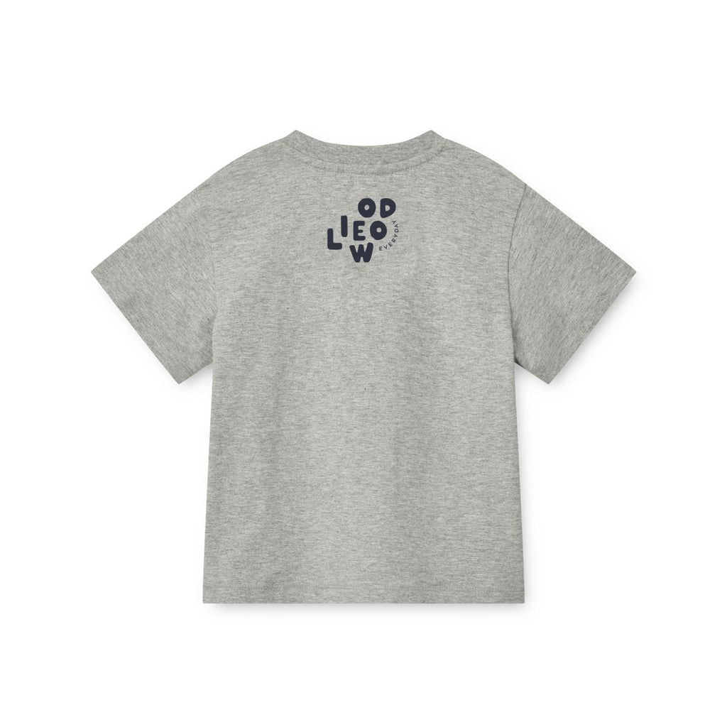 Grey Melange Organic Cotton T-Shirt with Relaxed Loose Fit & Ribbed Crew Neck for Kids Everyday Wear