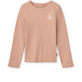Soft Tuscany Organic Cotton Rib Long-Sleeve Top with Ruffle Sleeve Detail for Girls Layering & Everyday Wear