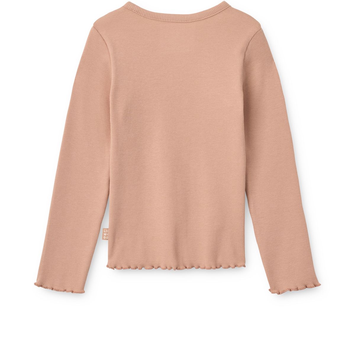 Soft Tuscany Organic Cotton Rib Long-Sleeve Top with Ruffle Sleeve Detail for Girls Layering & Everyday Wear
