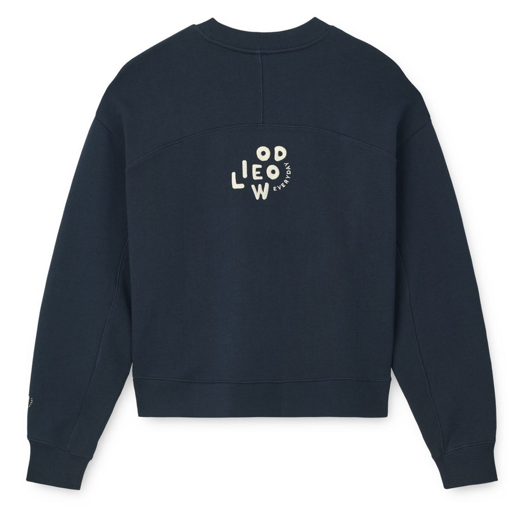Classic Navy Organic Cotton French Terry Adult Sweatshirt with Dropped Shoulders & Ribbed Trims for Family Matching & Everyday Wear