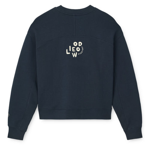 Classic Navy Organic Cotton French Terry Adult Sweatshirt with Dropped Shoulders & Ribbed Trims for Family Matching & Everyday Wear