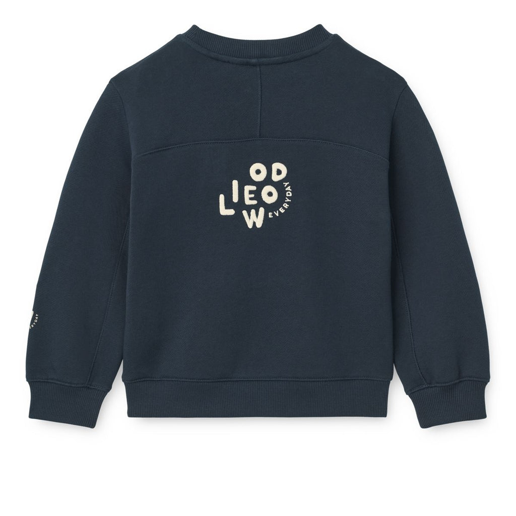 Classic Navy Organic Cotton French Terry Sweatshirt with Dropped Shoulders & Ribbed Trims for Kids Everyday Wear
