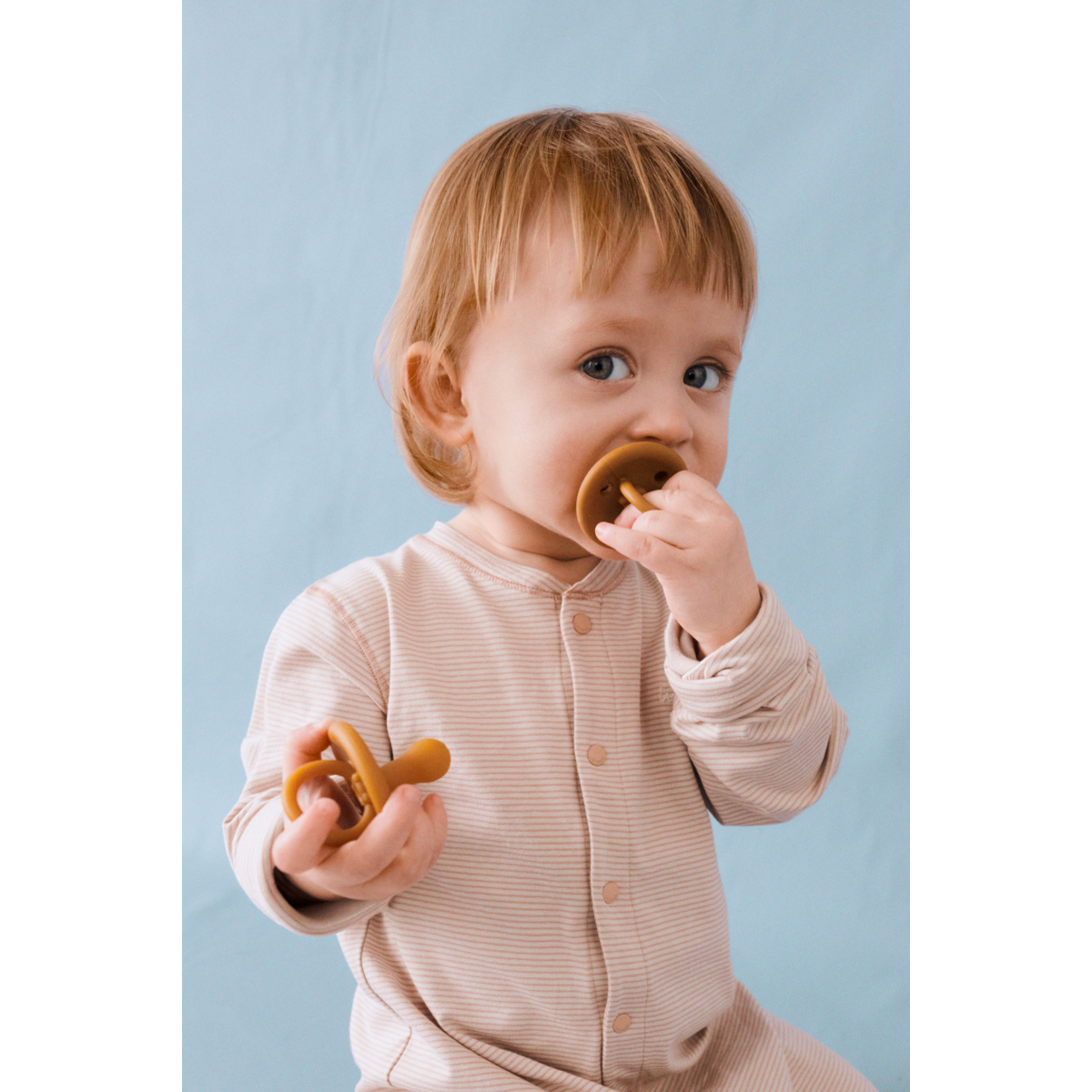 Sandy & Tuscany Stripe Organic Cotton Stretch Pyjama Jumpsuit with Grow Cuffs & Snap Buttons for Baby Sleep & Morning Cuddles
