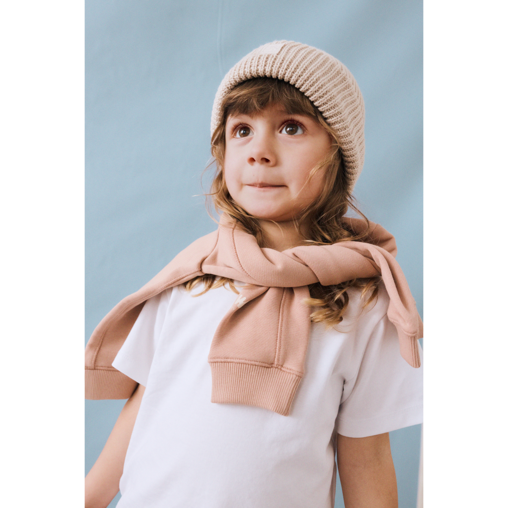 Classic White Organic Cotton T-Shirt with Relaxed Loose Fit & Ribbed Crew Neck for Kids Everyday Wear