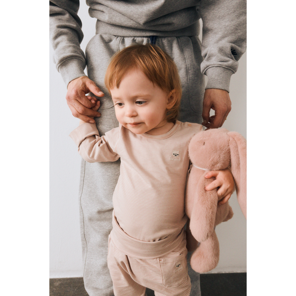 Stripe Organic Cotton Stretch Long-Sleeve Bodysuit with Grow Cuffs & Adjustable Snap Buttons for Baby Everyday Layering