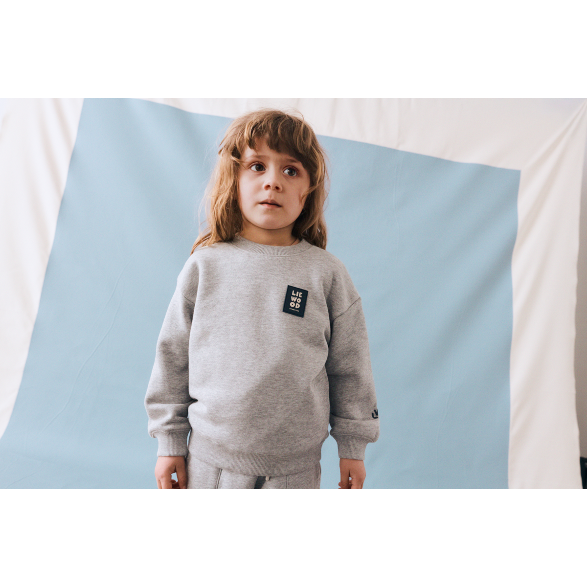 Grey Melange Organic Cotton French Terry Sweatshirt with Dropped Shoulders & Ribbed Trims for Kids Everyday Wear