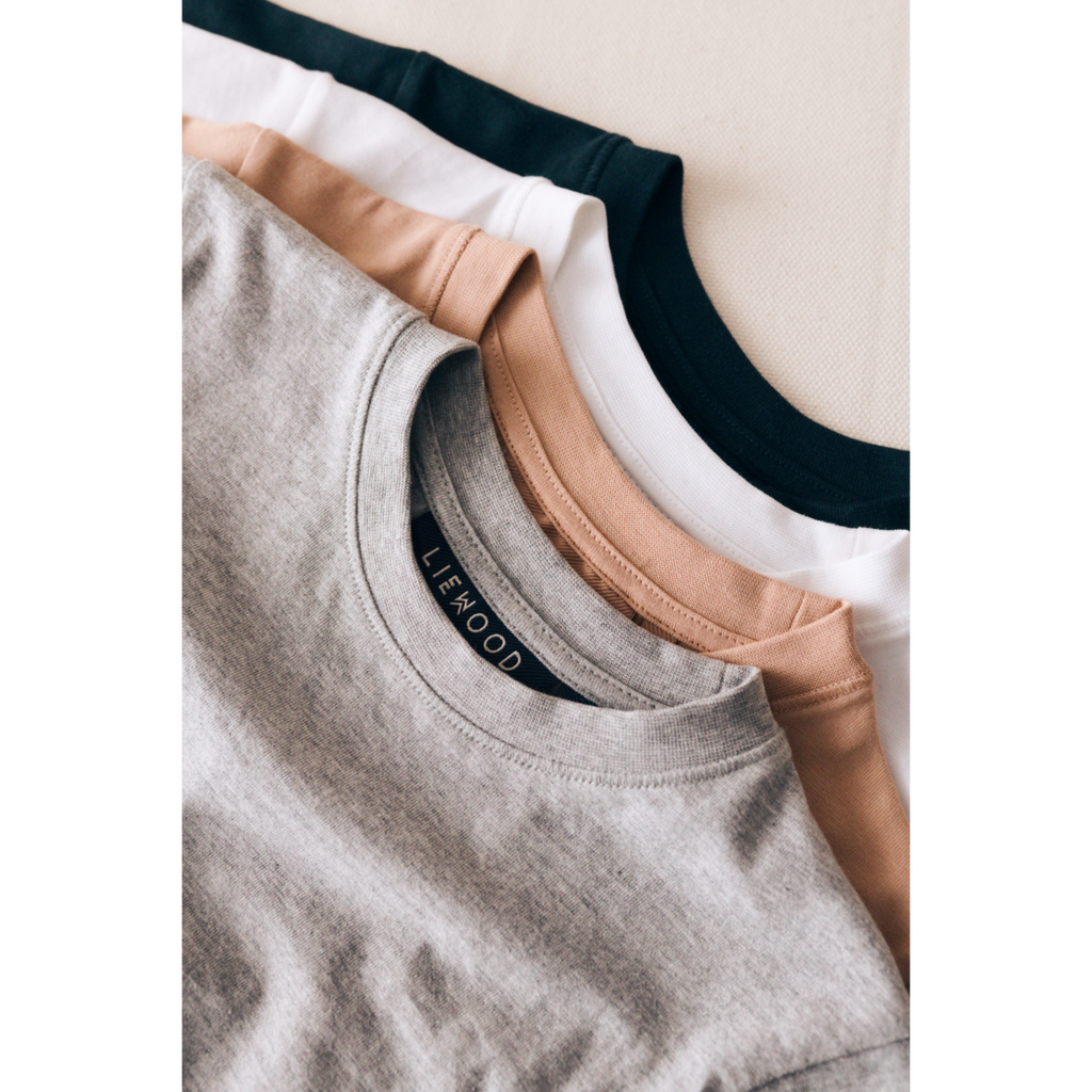 Grey Melange Organic Cotton T-Shirt with Relaxed Loose Fit & Ribbed Crew Neck for Kids Everyday Wear