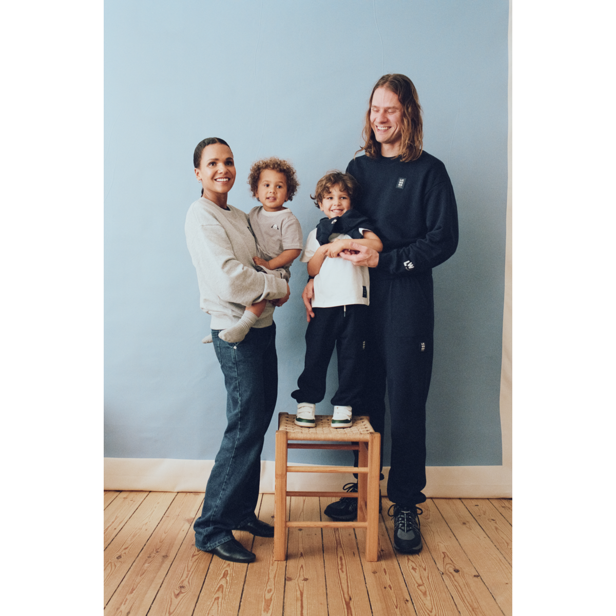 Classic Navy Organic Cotton French Terry Adult Sweatpants with Adjustable Drawstring Waist for Family Matching & Weekend Wear