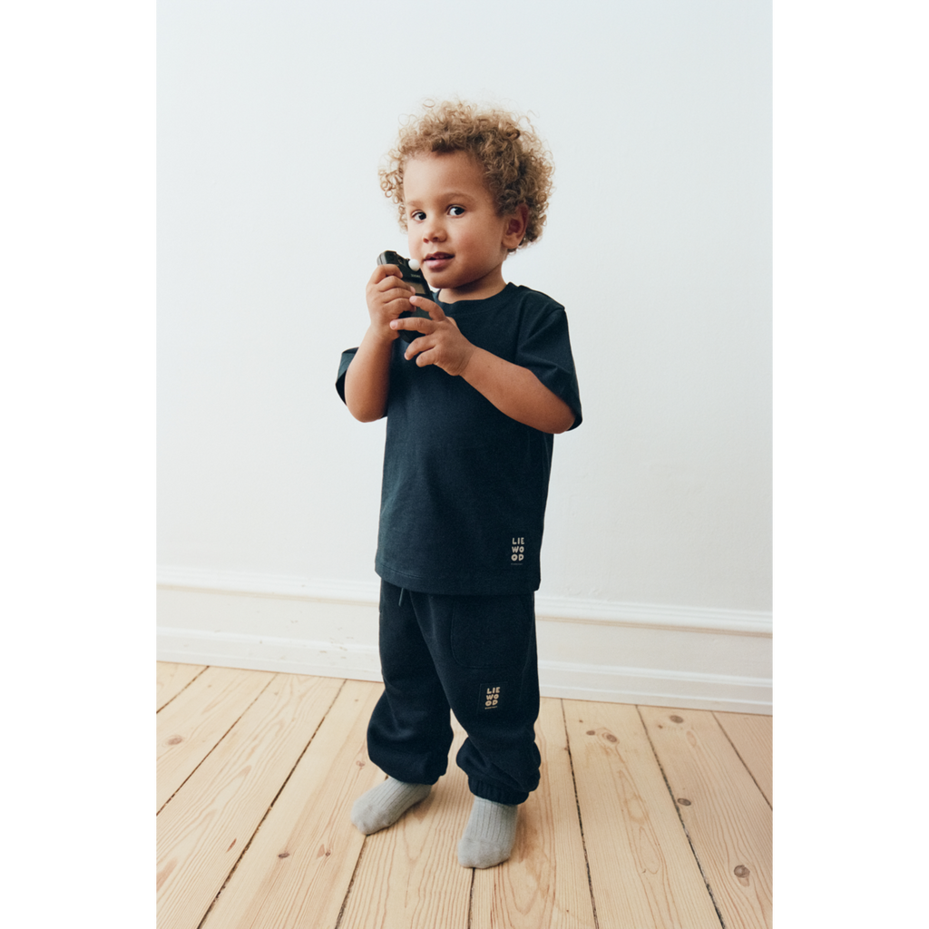 Classic Navy Organic Cotton T-Shirt with Relaxed Loose Fit & Ribbed Crew Neck for Kids Everyday Wear