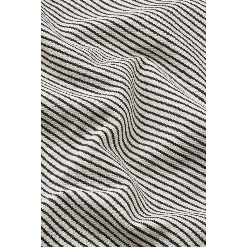 Sandy & Navy Stripe Organic Cotton Stretch Pyjama Jumpsuit with Grow Cuffs & Snap Buttons for Baby Sleep & Morning Cuddles