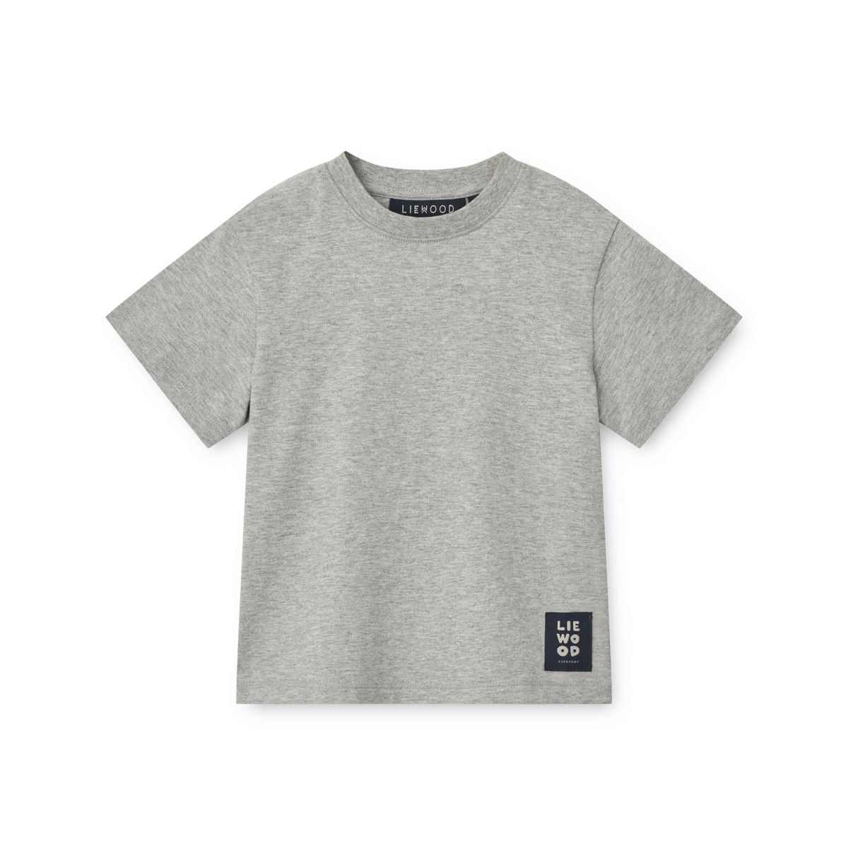 Grey Melange Organic Cotton T-Shirt with Relaxed Loose Fit & Ribbed Crew Neck for Kids Everyday Wear