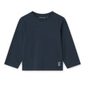Classic Navy Organic Cotton Long-Sleeve T-Shirt with Relaxed Loose Fit & Ribbed Crew Neck for Kids Layering & Everyday Wear