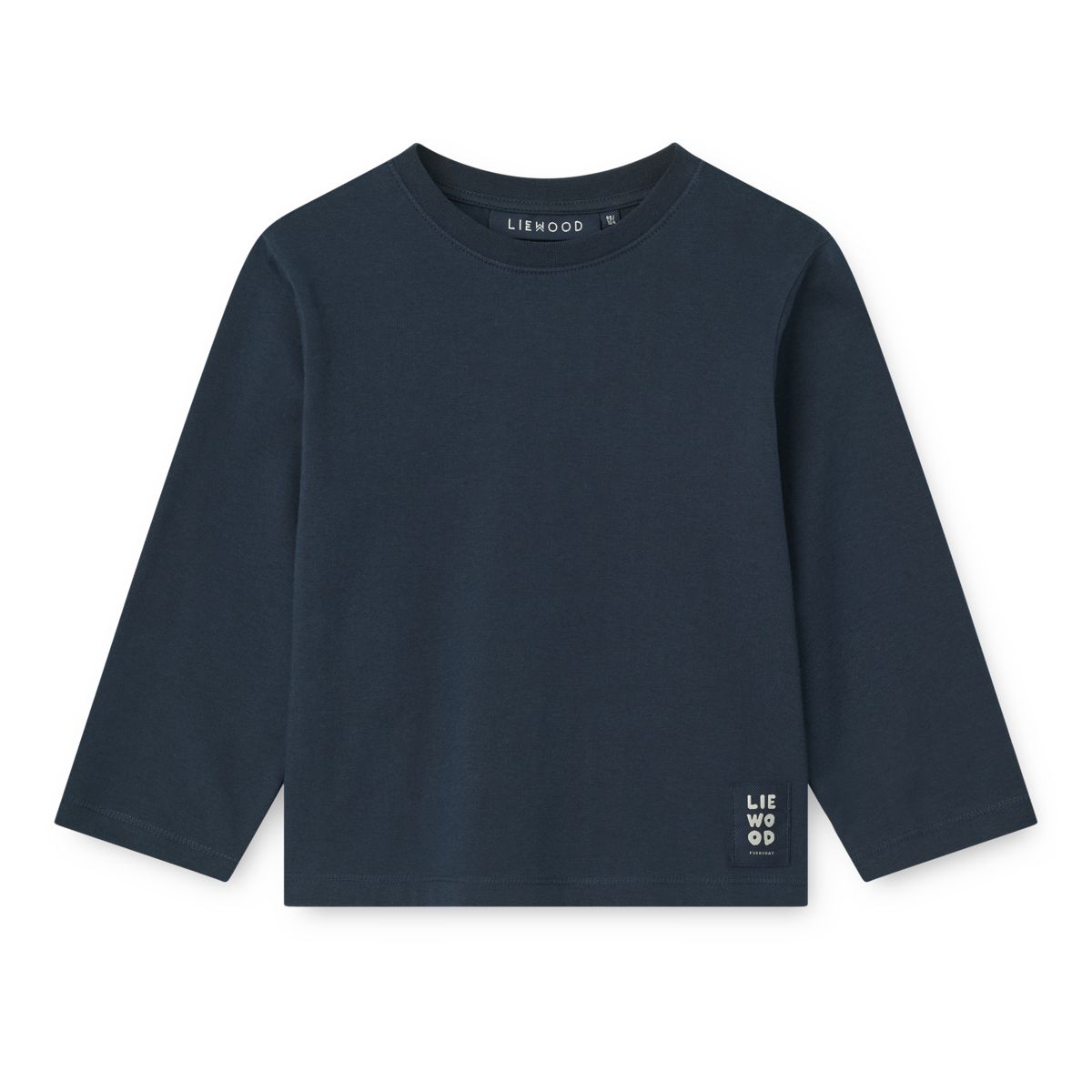 Classic Navy Organic Cotton Long-Sleeve T-Shirt with Relaxed Loose Fit & Ribbed Crew Neck for Kids Layering & Everyday Wear