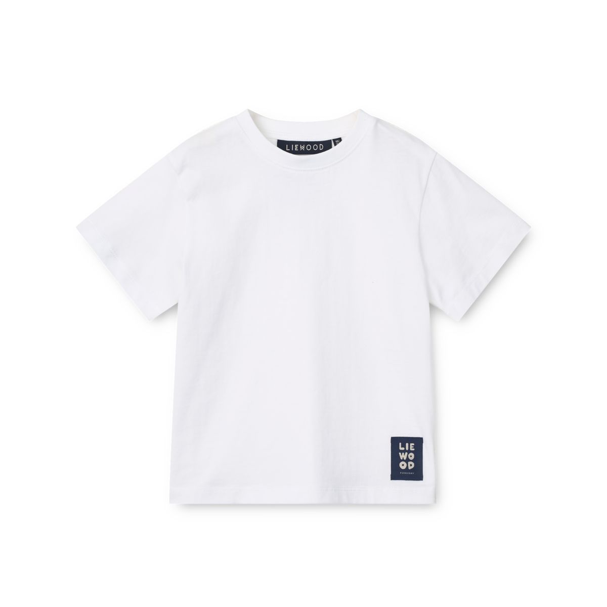 Classic White Organic Cotton T-Shirt with Relaxed Loose Fit & Ribbed Crew Neck for Kids Everyday Wear