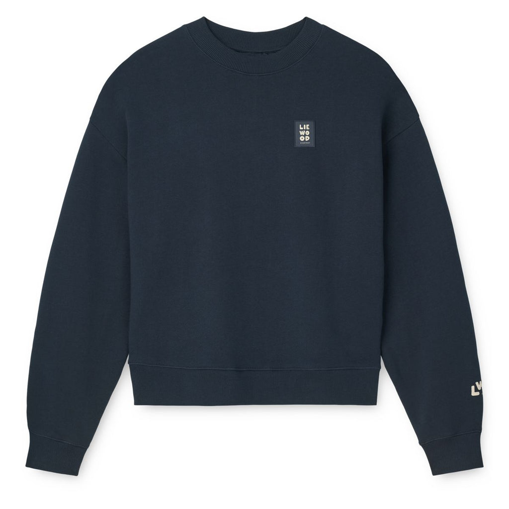 Classic Navy Organic Cotton French Terry Adult Sweatshirt with Dropped Shoulders & Ribbed Trims for Family Matching & Everyday Wear