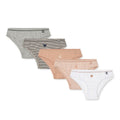 Pale Tuscany Mix Organic Cotton Stretch Briefs 5-Pack with Lace Waistband for Girls Everyday Wear