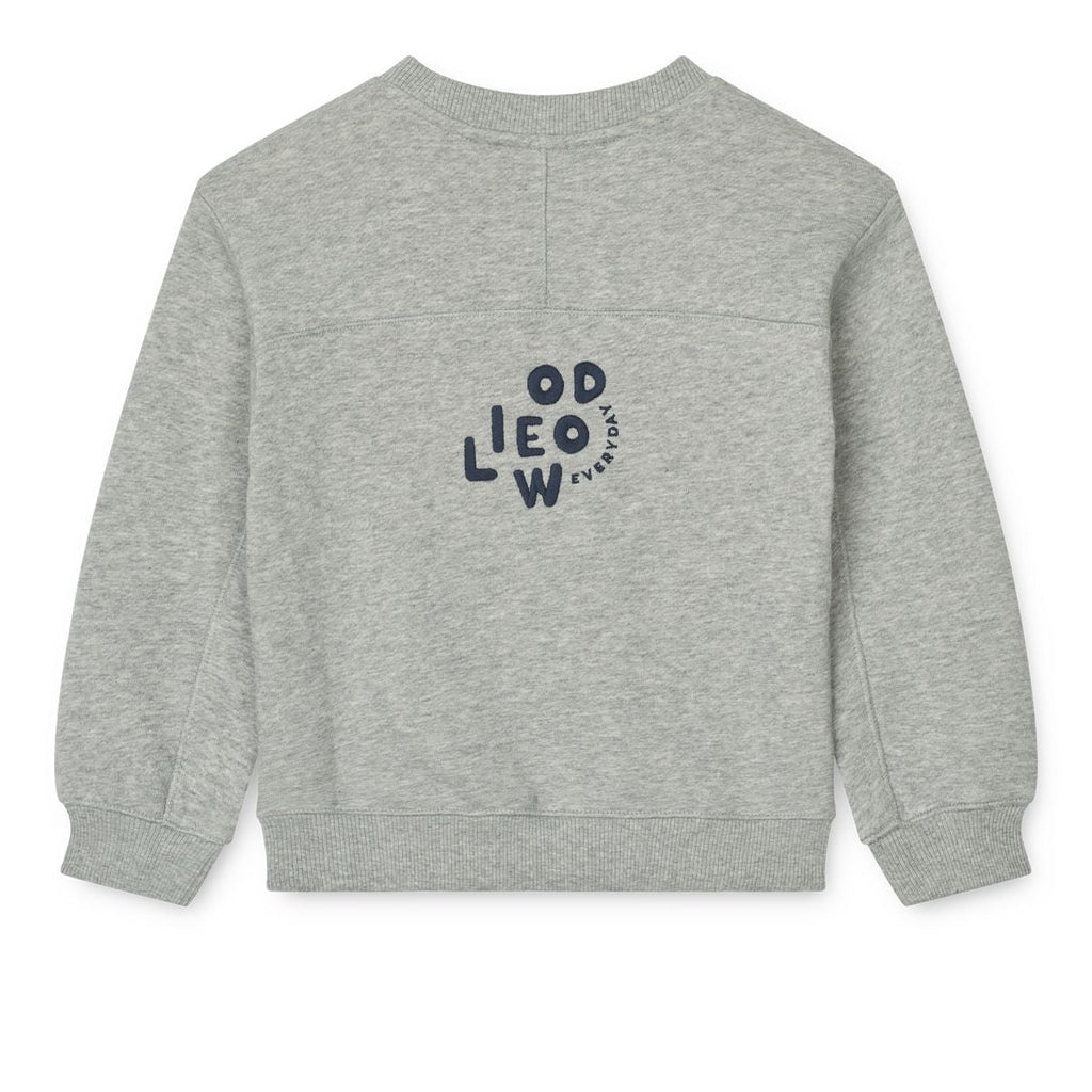 Grey Melange Organic Cotton French Terry Sweatshirt with Dropped Shoulders & Ribbed Trims for Kids Everyday Wear