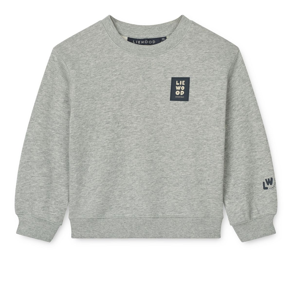 Grey Melange Organic Cotton French Terry Sweatshirt with Dropped Shoulders & Ribbed Trims for Kids Everyday Wear