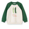 Sandy Vegetable Print Organic Cotton Oversized Sweatshirt with Terry Embroidery & Raglan Sleeves for Kids School & Play